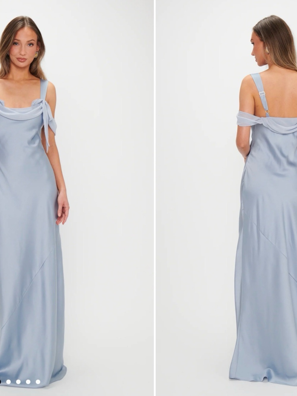 Show Me Your MuMu Satin Bella Maxi Dress in Steel Blue - Picture 3 of 12